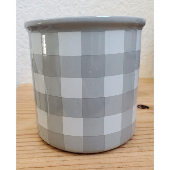 Place Time Mug Gray Plaid Coffee Cup Tea Time Cozy 16 oz NWT Factory FLAW - Picture 4 of 6
